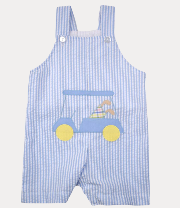 Funtasia Too Boys Light Blue Striped Shortall with Golf Cart