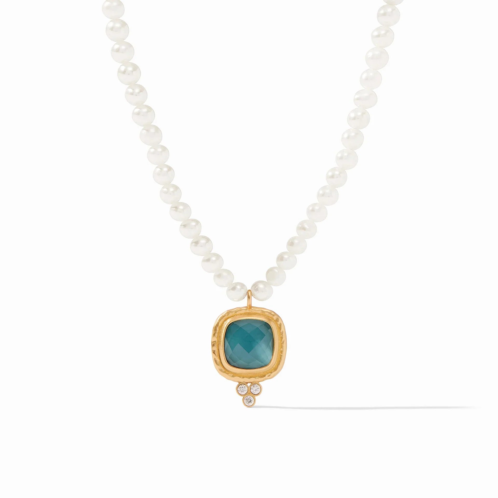 Julie Vos Tudor Delicate Necklace in Iridescent Peacock Blue