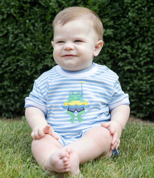 Florence Eiseman Stripe Knit Shortall With Frog