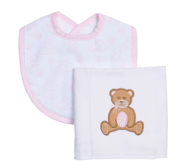 3 Marthas Bib/Burp Set in Teddy Bear