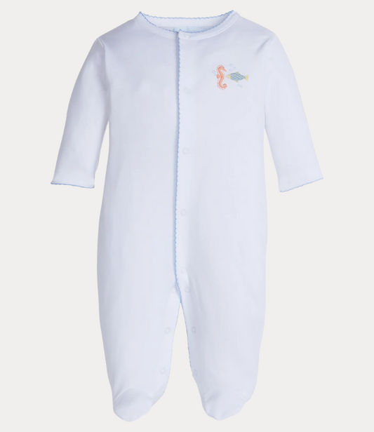 Little English Embroidered Footie - Under the Sea