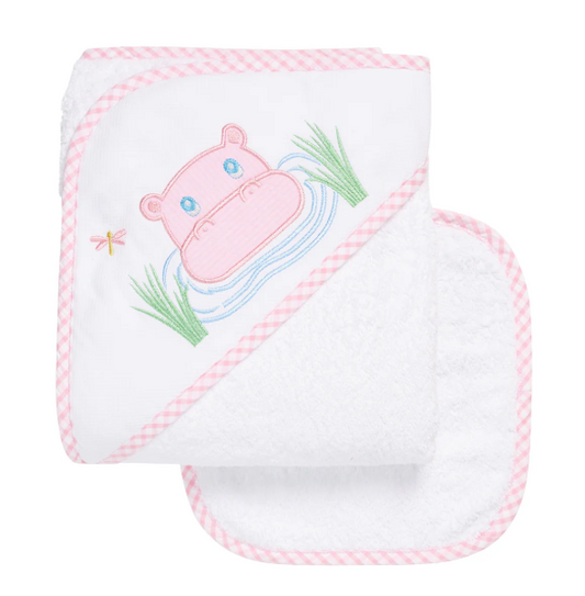 3 Marthas Towel/Washcloth Set in Hippo