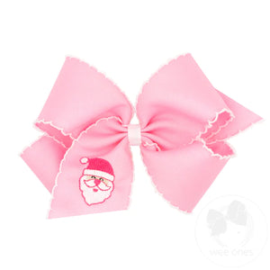 Wee Ones King Holiday Hair bow in Pink Santa