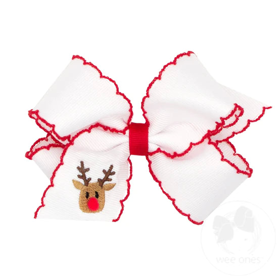 Wee Ones Medium Holiday Hair bow in Reindeer