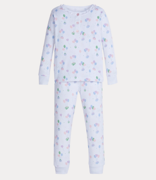 Little English Ruffled Printed Jammies with Pink Balloons