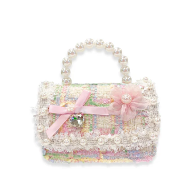 Doe a Dear: Bow & Floral Decor Tweed Purse