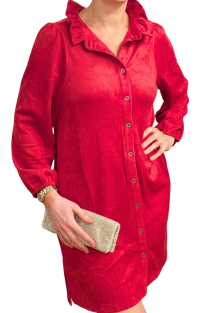 JOH: Suede Anthony Dress- RED