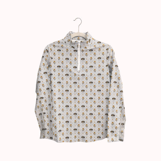 Smith & Quinn Ava Ruffle Quarter Zip in Missouri Dot Floral