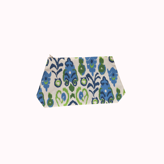 Jan Sevadjian Designs Large Cosmetic Bag in Ikat Blue