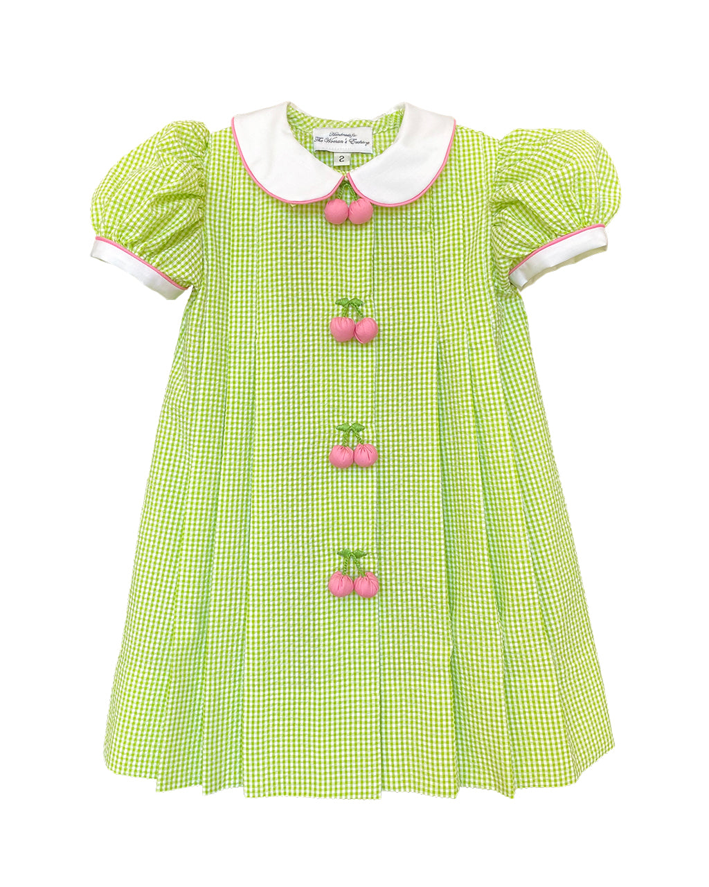 Cherry Dress in Lime Gingham