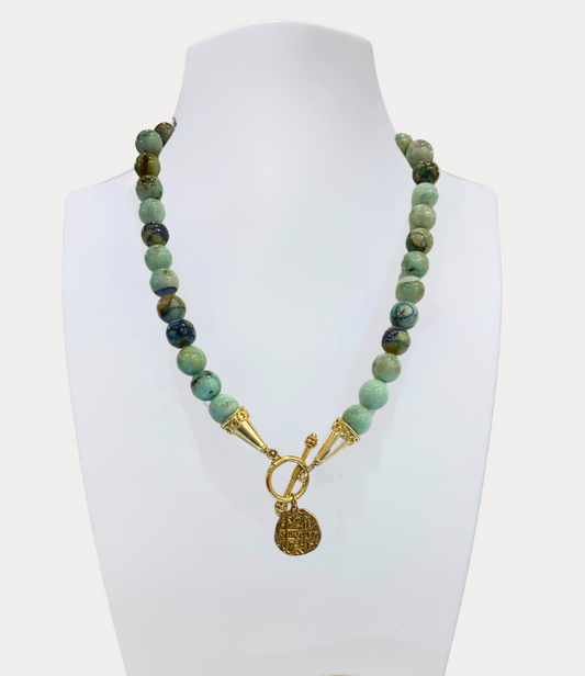 Artisan Necklace with Chrysocolla Beads