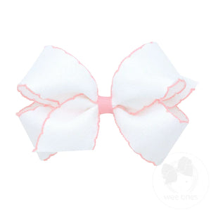 Wee Ones Medium Hair Bow in White w/ Light Pink