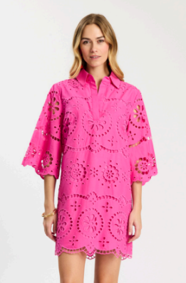 Tyler Boe Penny Eyelet Tunic Dress in Rose Violet
