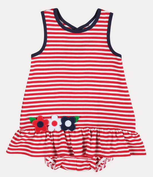 Florence Eiseman Stripe Knit Romper With Flowers