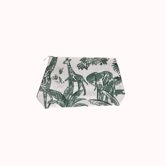 Jan Sevadjian Designs Large Cosmetic Bag in Green Jungle