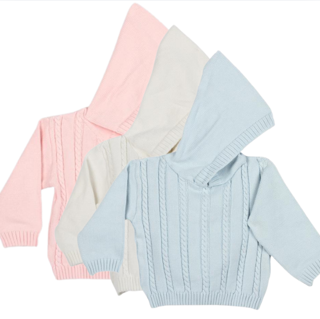 Julius Berger: Infants Zipback Cable Hooded Sweaters