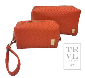 TRVL Design Luxe Duo Dome Bag Set in Woven Papaya