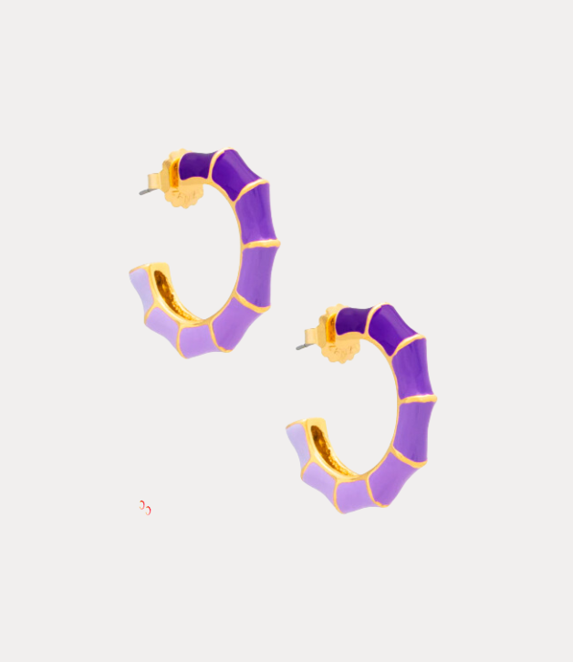 Zenzii Small Enamel Bamboo Hoop in Purple