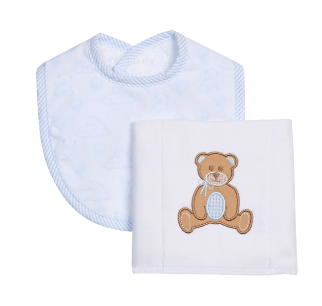 3 Marthas Bib/Burp Set in Teddy Bear