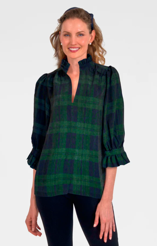 Gretchen Scott: Ruffle neck Tunic (Pick YOUR Plaid)