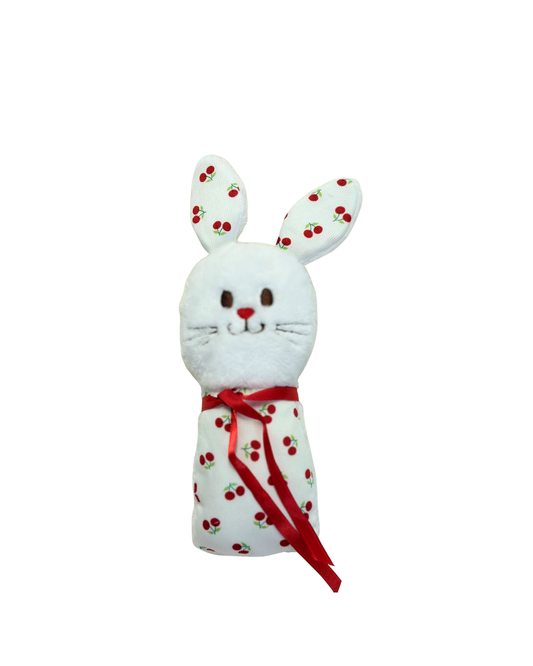 Red Cherry Bunny Rattle