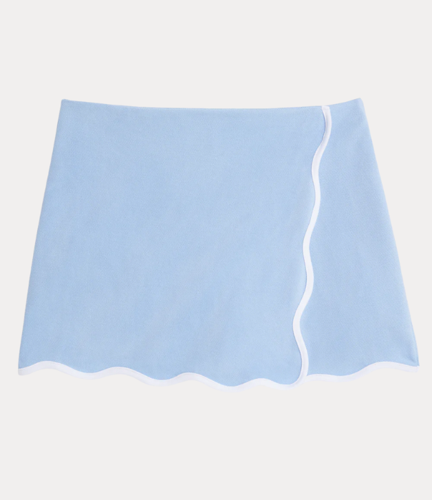 Bella Bliss Scalloped Tennis Skort in Blue with White Trim