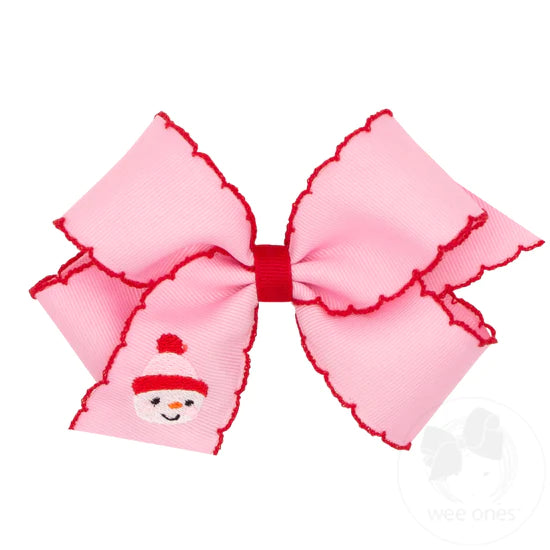 Wee Ones Medium Holiday Hair bow in Snowman