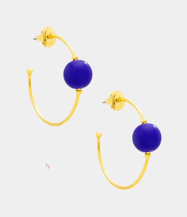 Zenzii Resin Bead Open Hoop Earring in Cobalt