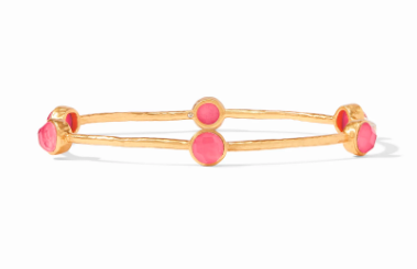 Julie Vos Medium Milano Luxe Gold Bangle in Peony Pink