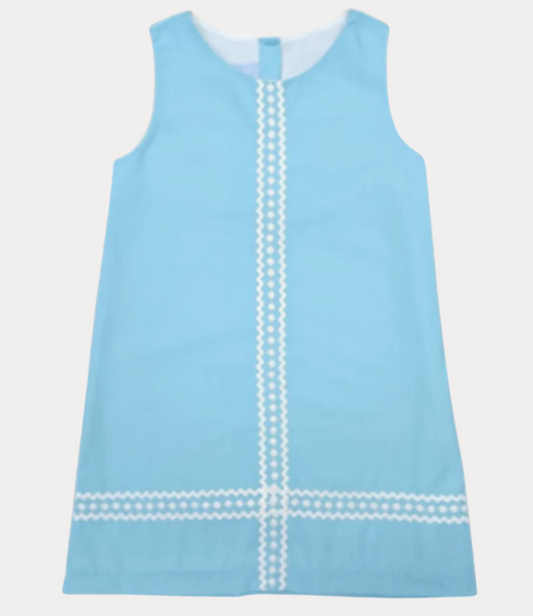 Bella Bliss Lacey Shift Dress in Cerulean Sky Blue