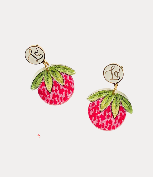 Lo in London Jess Logo Berry Earring in Pink & Green