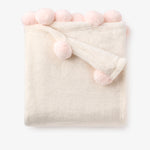 Load image into Gallery viewer, Elegant Baby Pom Trim Fleece Baby Stroller Blanket in Pink
