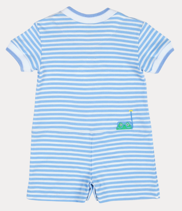 Florence Eiseman Stripe Knit Shortall With Frog