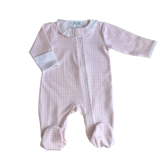 Baby Threads: Pink Checks Footie