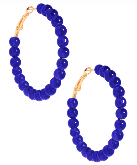 Zenzii Glass Bead Hoop Earring in Cobalt