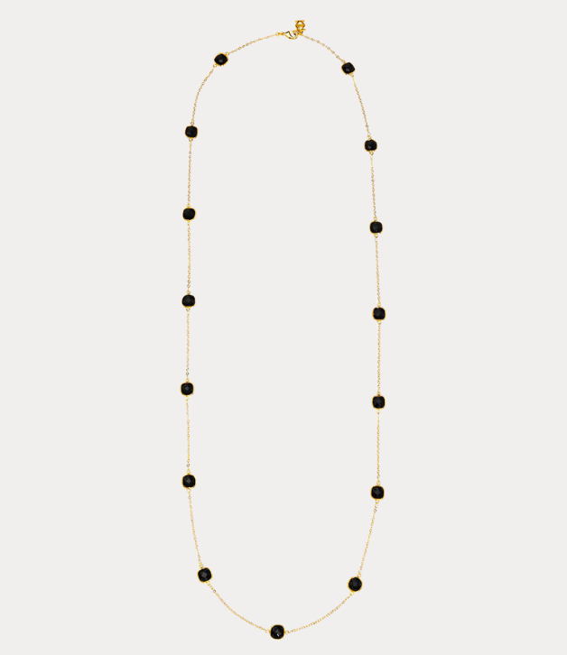 Zenzii Crystal Long Necklace in Black