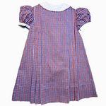 Load image into Gallery viewer, Classic Cherry Dress in Red, White &amp; Blue Gingham - Made to Order
