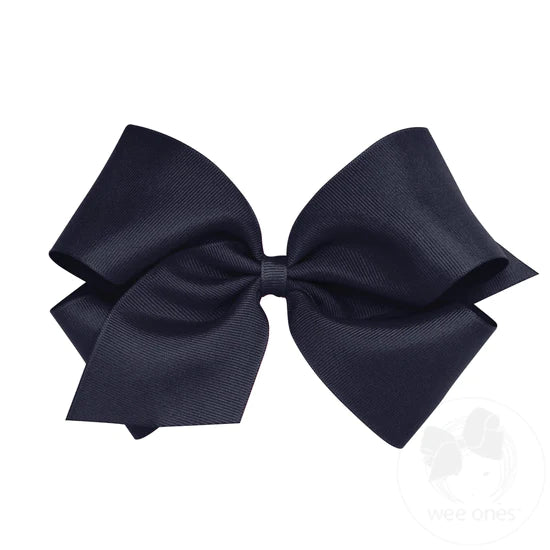 Wee Ones King Classic Grosgrain Hair Bow in Navy