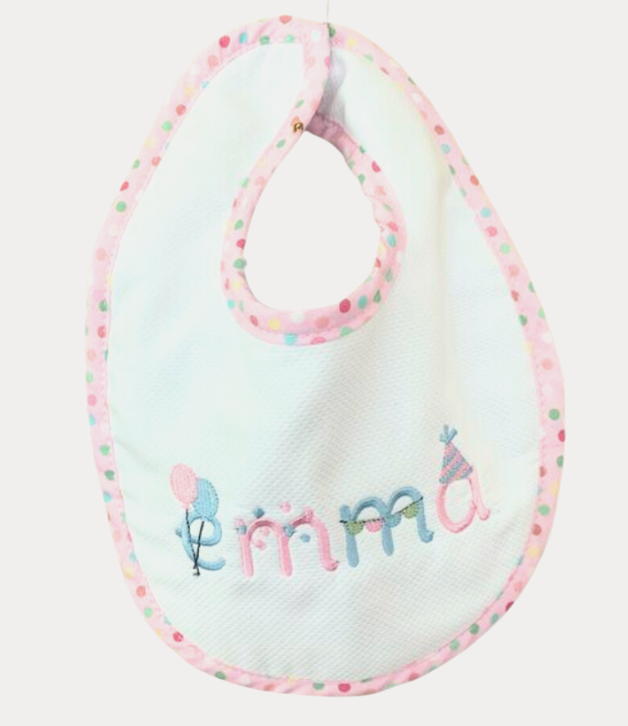 Personalized Birthday Bib with Dots