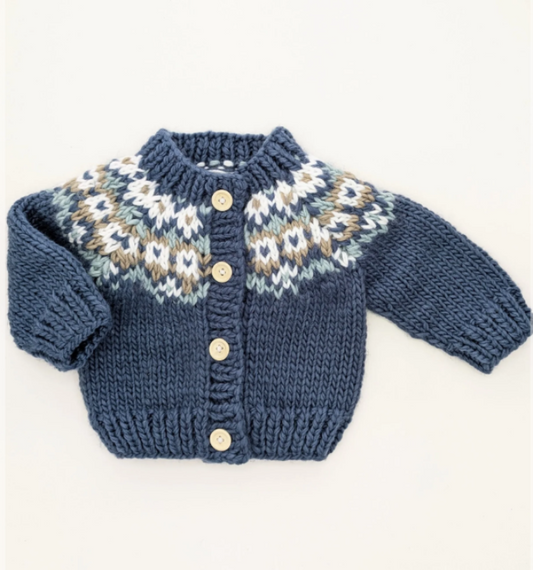 Fairisle Slate Cardigan Sweater - BLU
