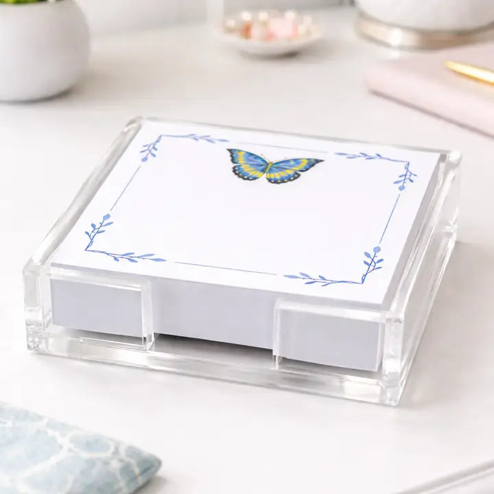 Maven Home Notepad in Acrylic Holder in Blue Butterfly