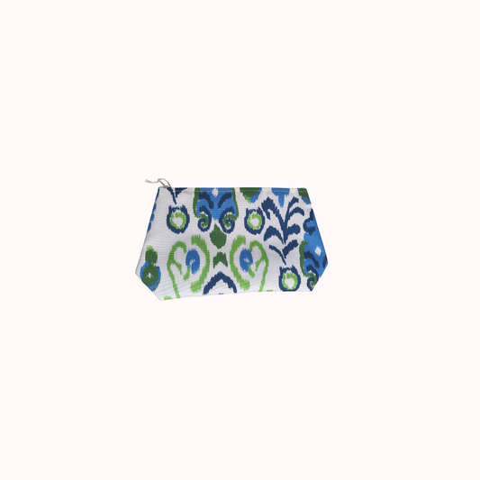 Jan Sevadjian Designs Small Cosmetic Bag in Ikat Blue