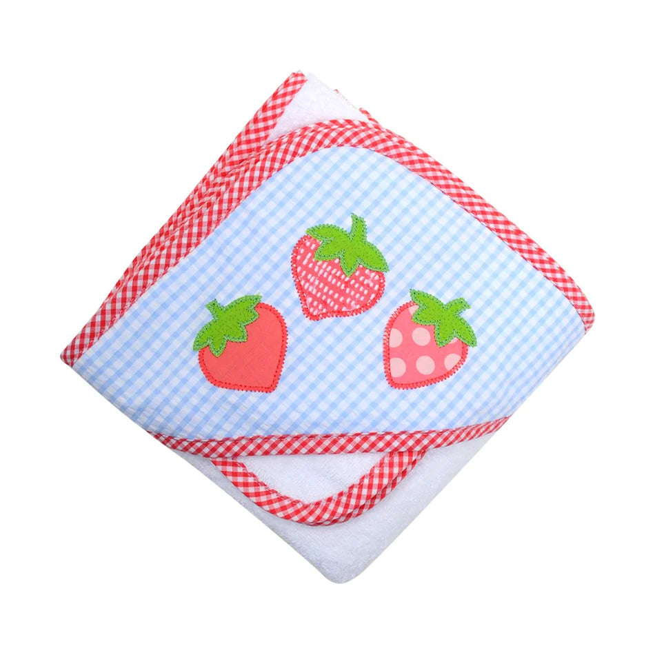 3 Martha's Strawberry Hooded Towel Set