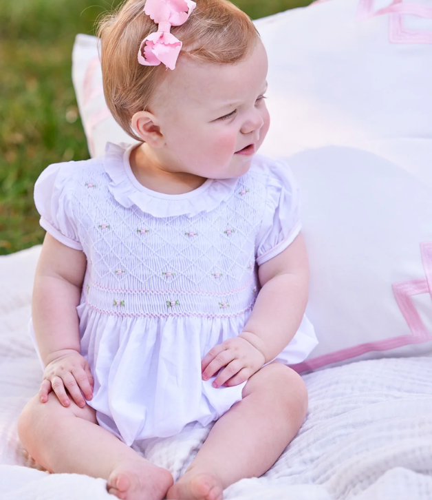Little English Smocked Claiborne Bubble in Rosebuds