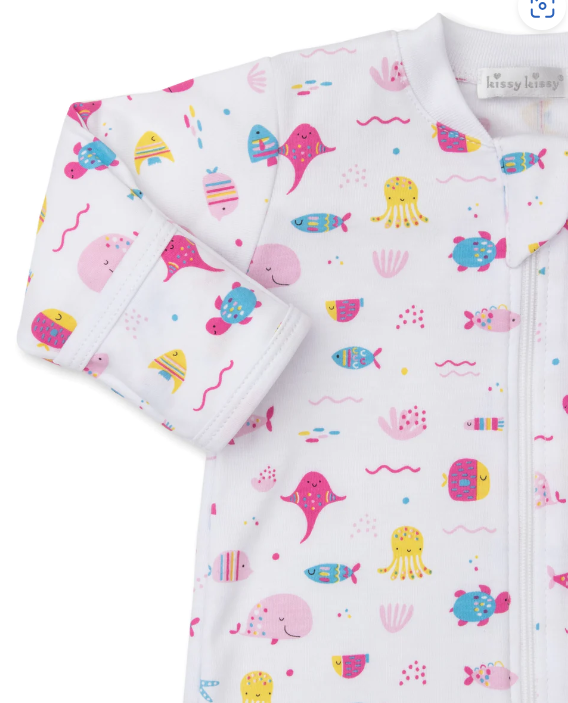 Kissy Kissy Sea Life Fun Pink Zip Footie