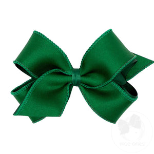Wee Ones Medium Jewel Satin Hair Bow in Forest Green