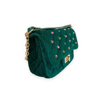 Load image into Gallery viewer, Doe a Deer Velvet Quilted Purse in Green
