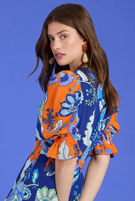 Tyler Boe Juliette Silk Floral Midi Dress