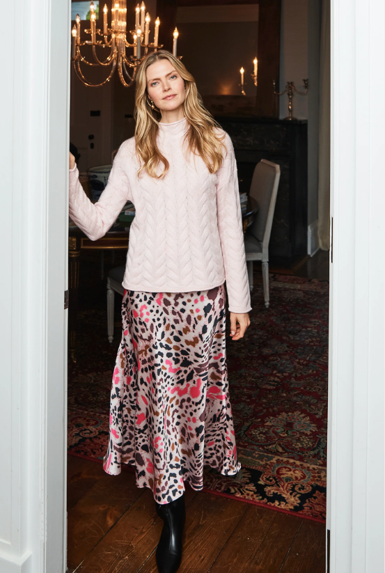 Tyler Boe Cashmere Basketweave Sweater in Pink