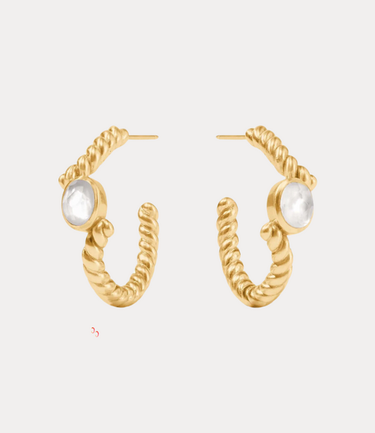 Julie Vos Nassau Stone Hoop in Clear Crystal
